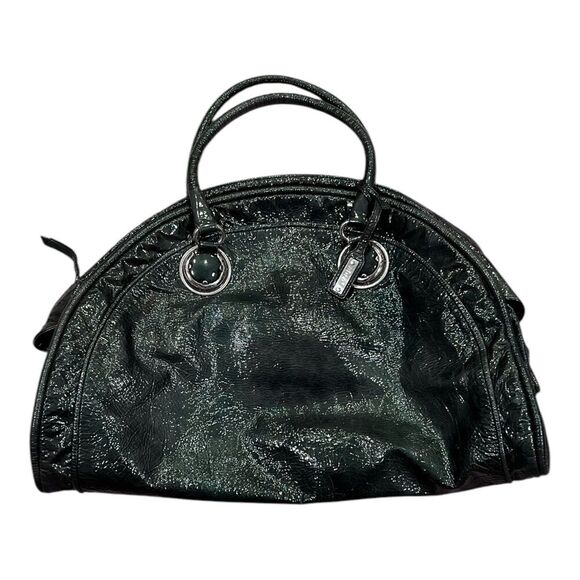 Abro Dark Green Large Bowling Style Leather Tote Bag - Picture 1 of 10